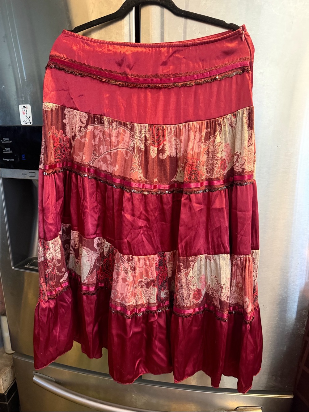 Tiered Midi Skirt in Berry Paisley Vintage